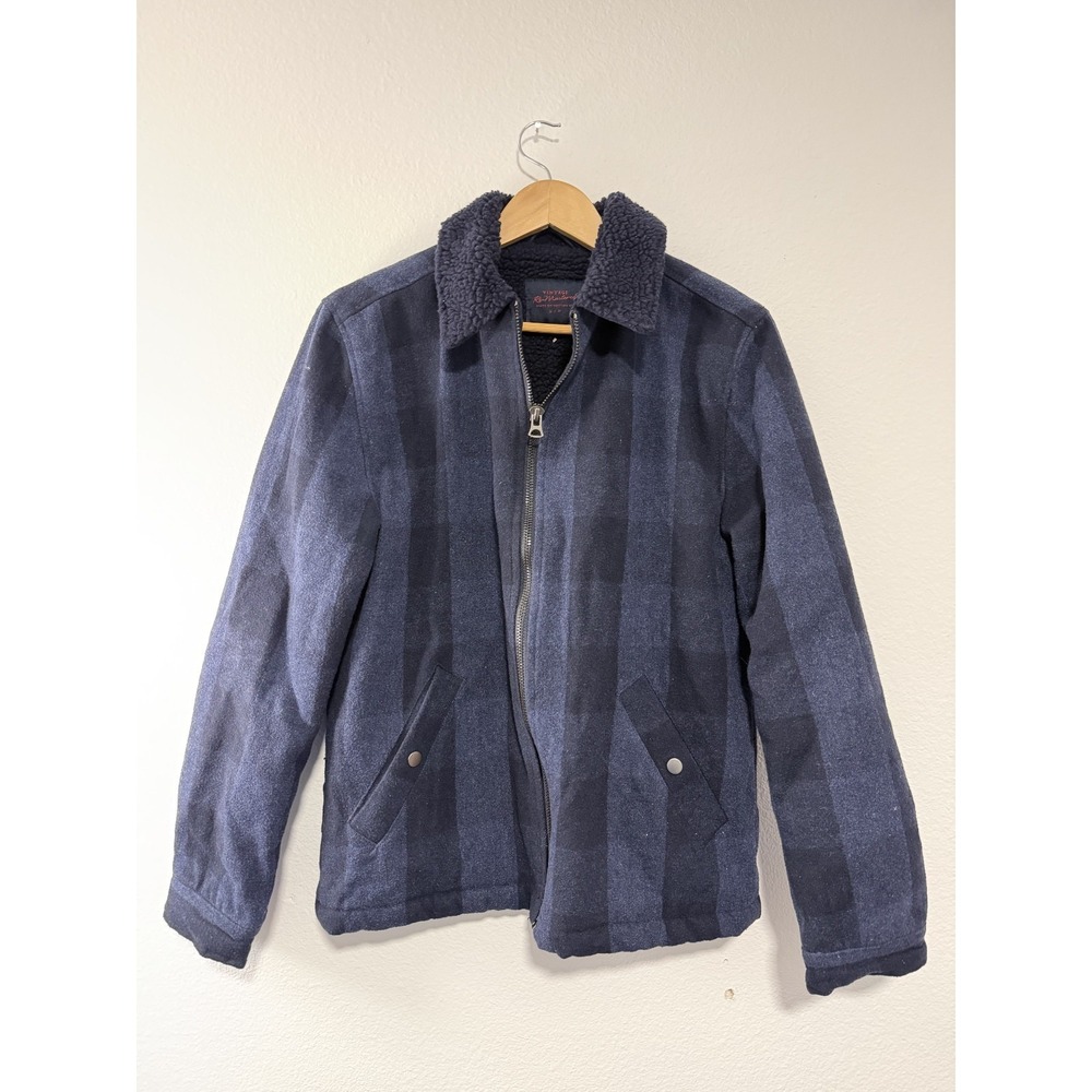 Cotton On Vintage Re-Mastered Sherpa Lined Plaid Jacket Mens Small Blue
